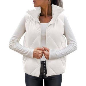 Women's Puffer Vest Sleeveless Zip Up Quilted Coat Stand Collar Gilet Jacket